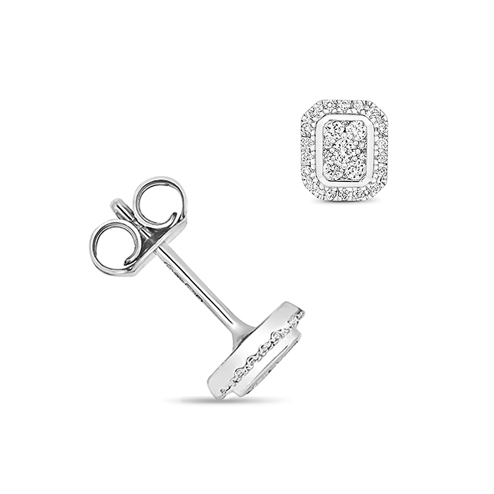prong setting round shape diamond halo earring