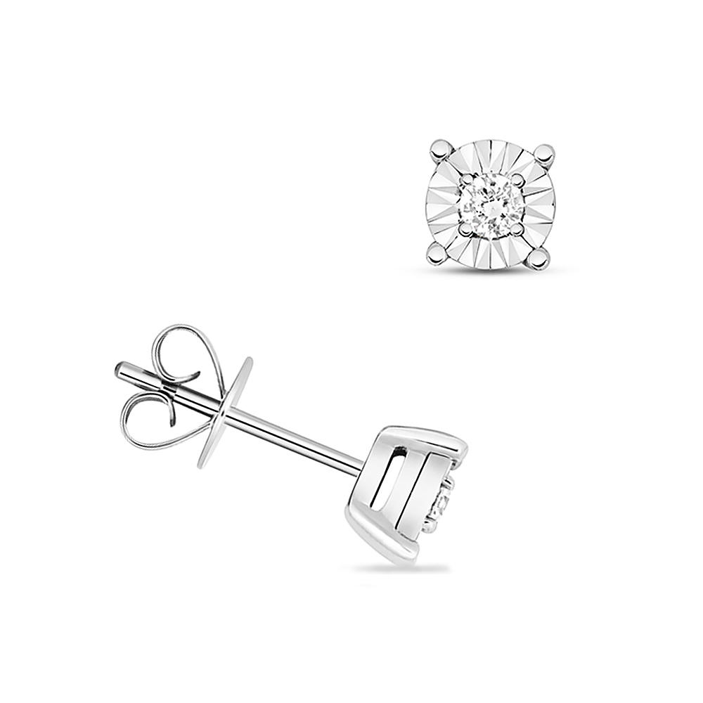 prong setting round shape illusion plate stud earring