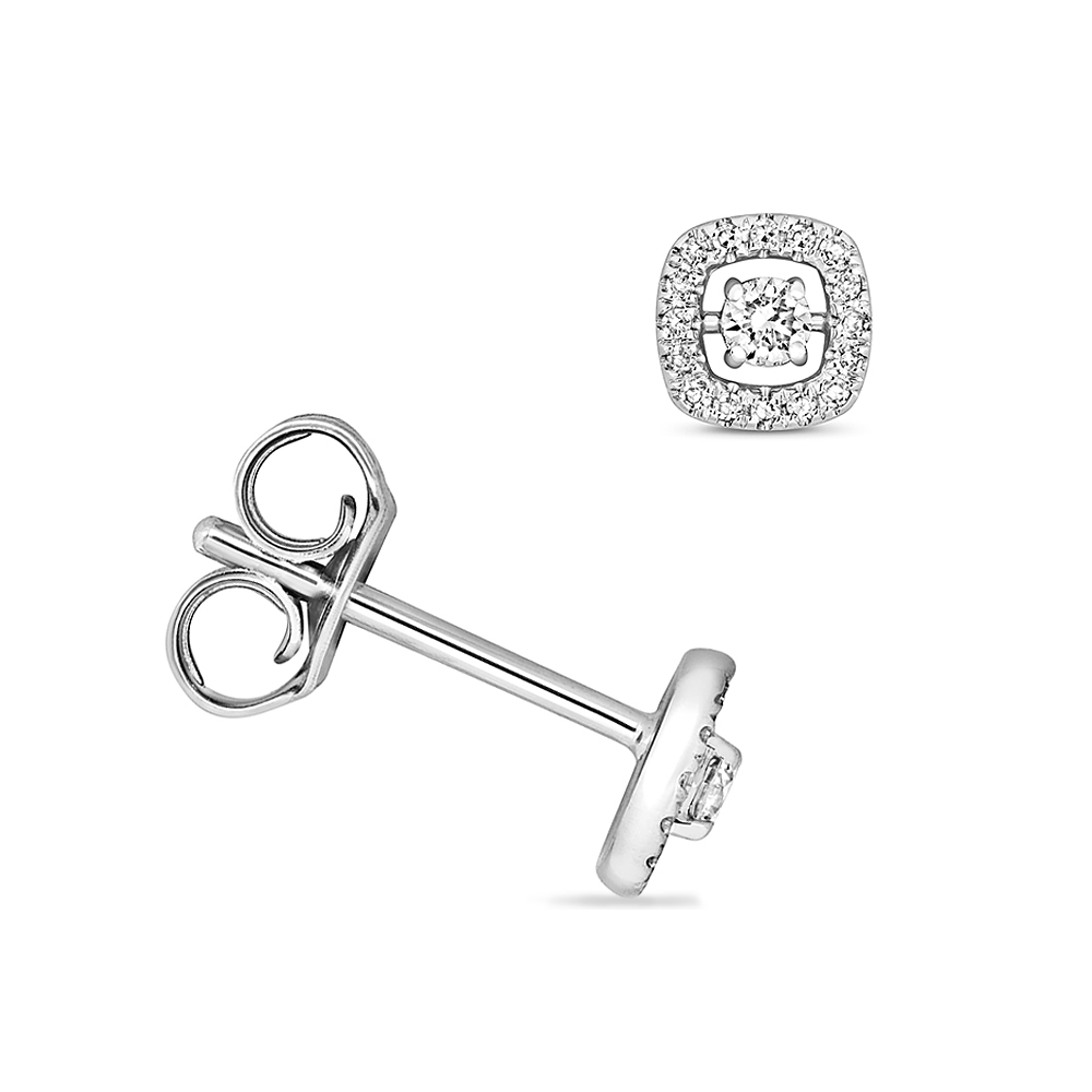 Prong Setting Round Shape Cushion Style Diamond Halo Earring