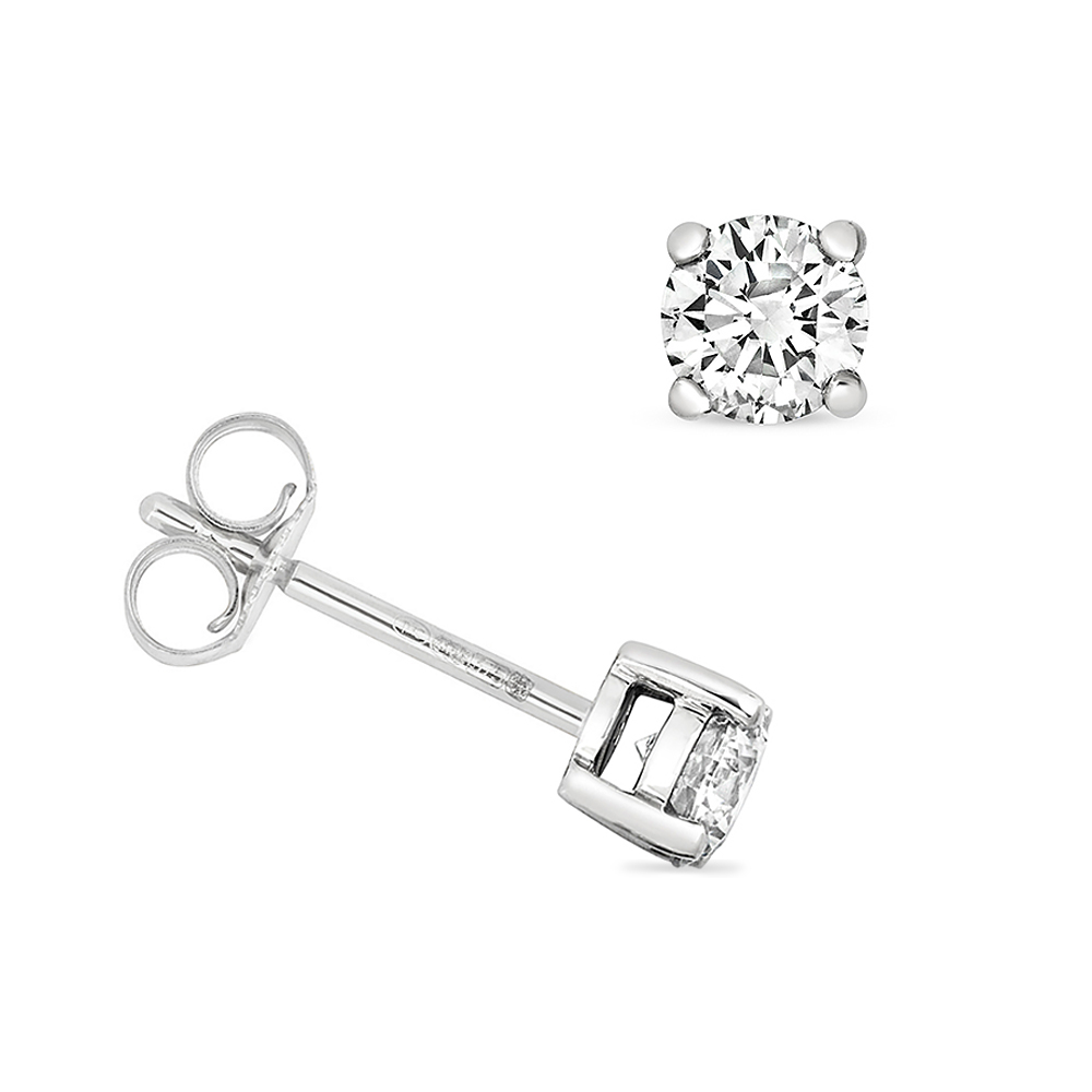 4 prong setting round shape diamond stud earring