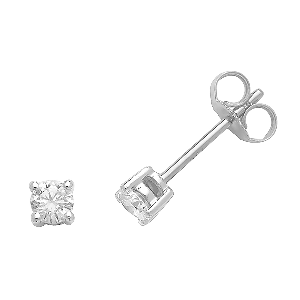 4 prong setting round shape diamond stud earring