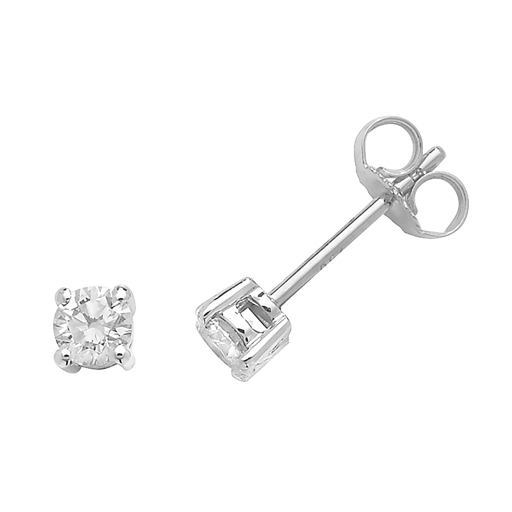4 prong setting round shape diamond stud earring