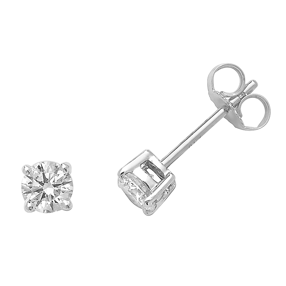 4 prong setting round shape diamond stud earring