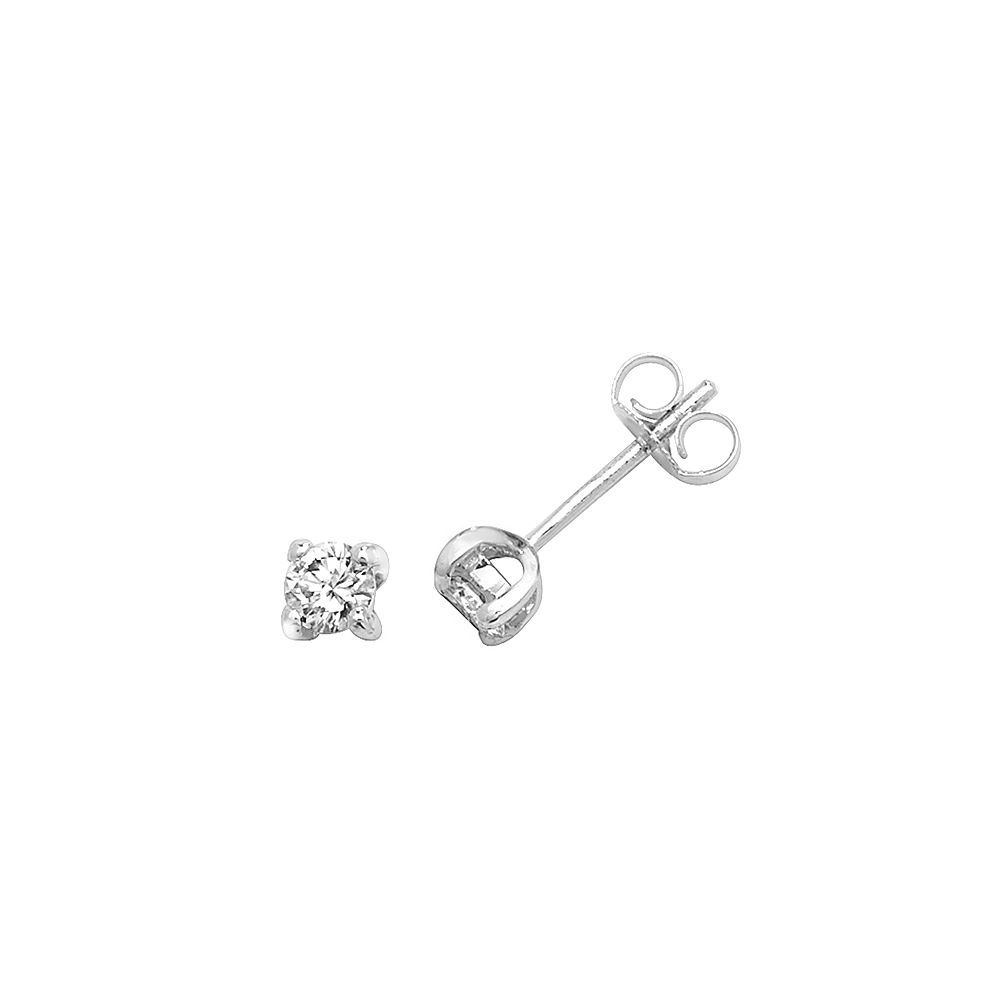 4 prong setting round shape diamond stud earring