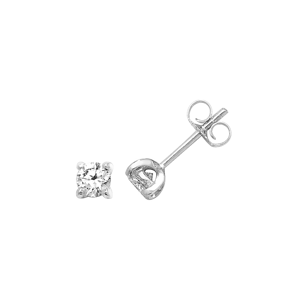 4 prong setting round shape diamond stud earring