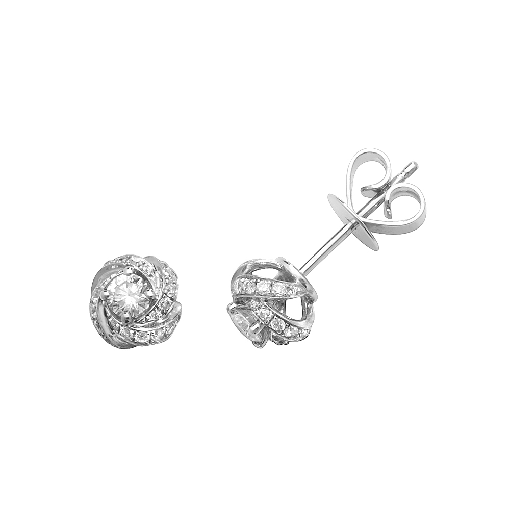 prong setting round shape rose style stud earring