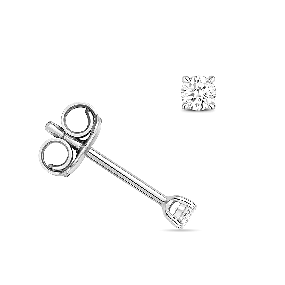4 prong setting round shape diamond stud earring