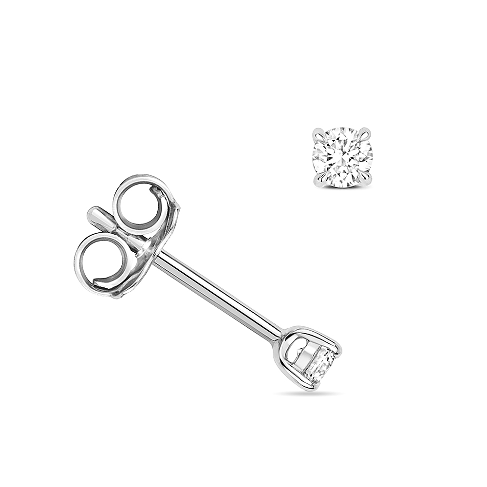4 prong setting round shape diamond stud earring