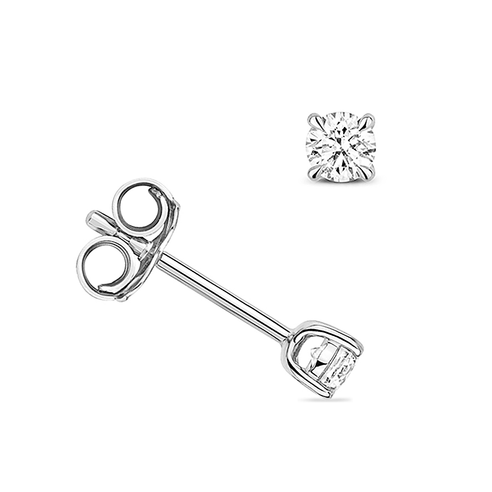 4 prong setting round shape diamond stud earring