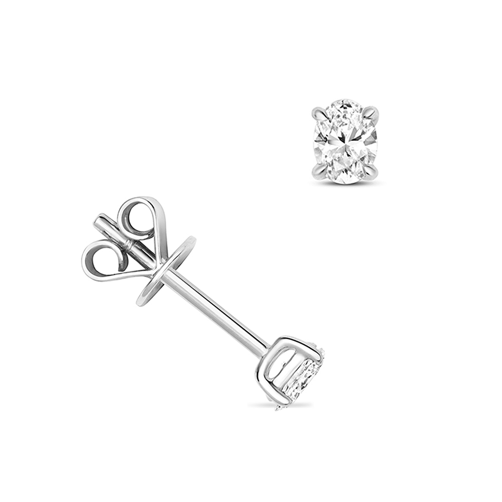 prong setting oval shape diamond stud earring