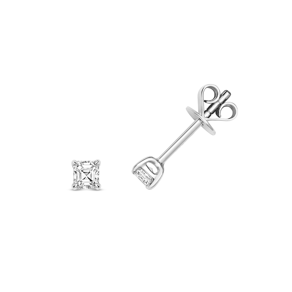 prong setting asscher shape diamond stud earring