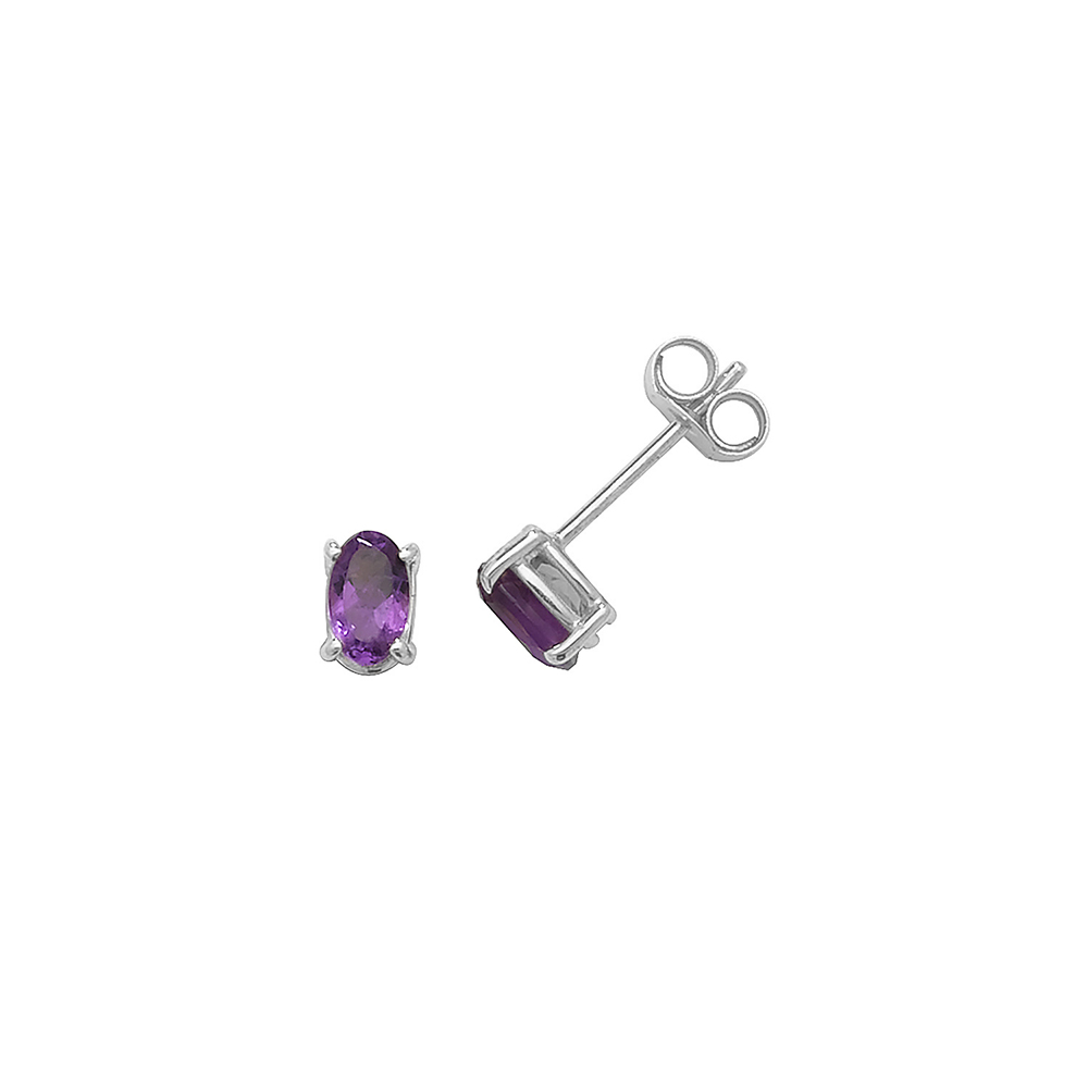 4 prong setting oval shape gemstone stud earring