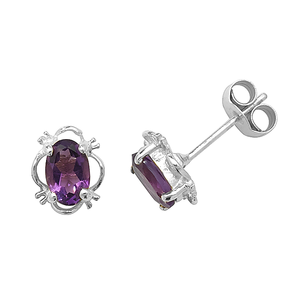 4 prong setting oval shape gemstone earring(6 MM X 8 MM)