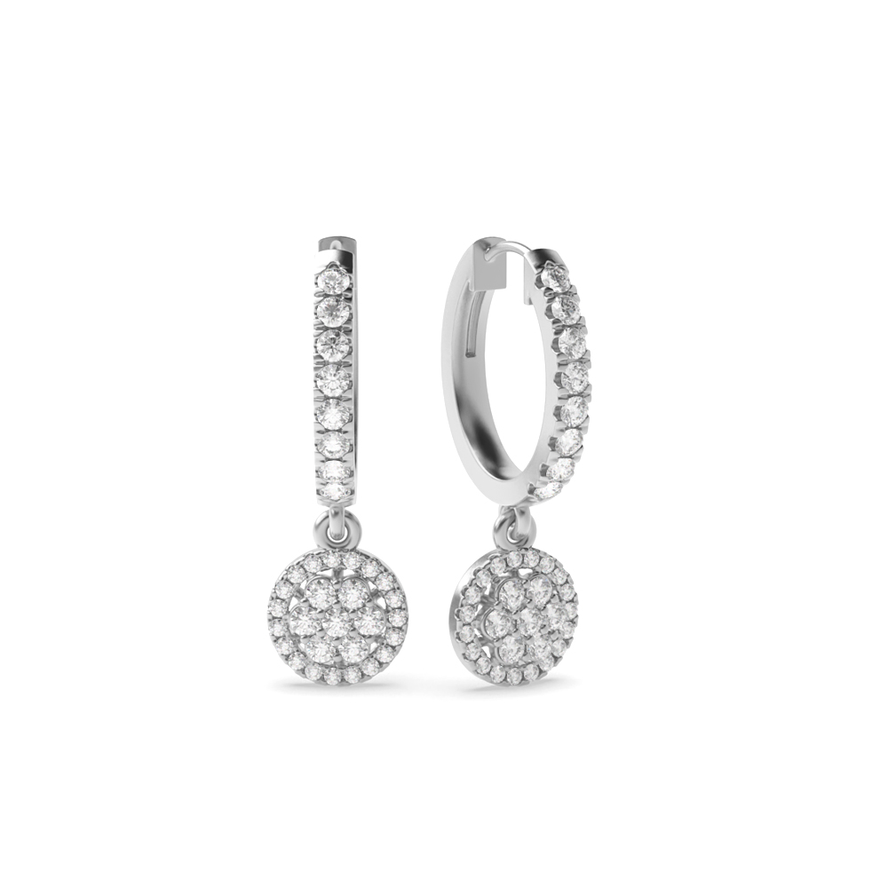 4 prong setting round shape diamond hoop earring