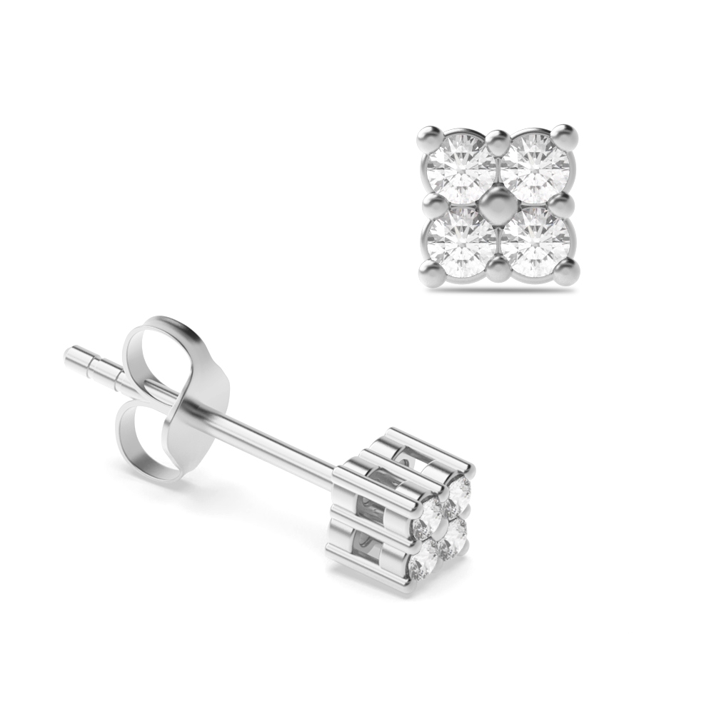 4 prong setting round shape diamond stud earring