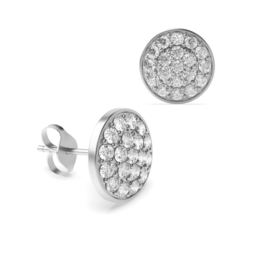Pave Setting Round Halo Lab Grown Diamond Earrings