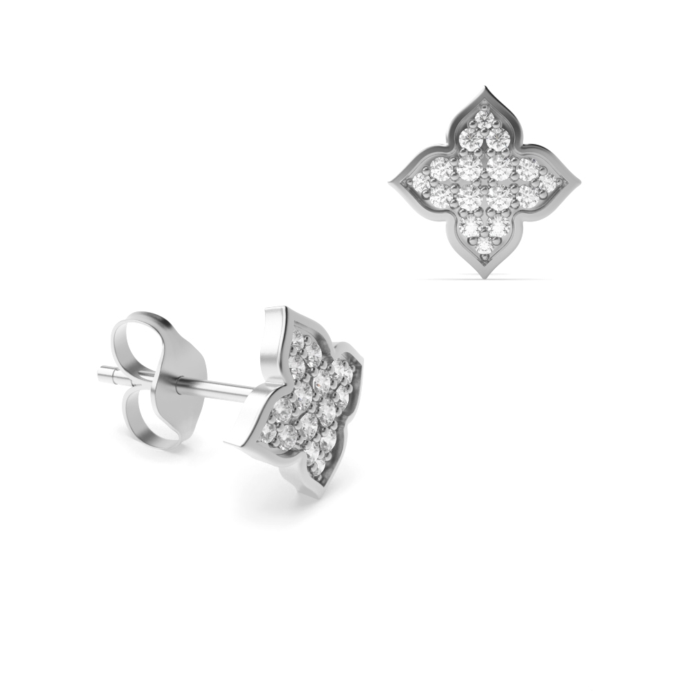 pave setting round shape diamond unique style cluster earring