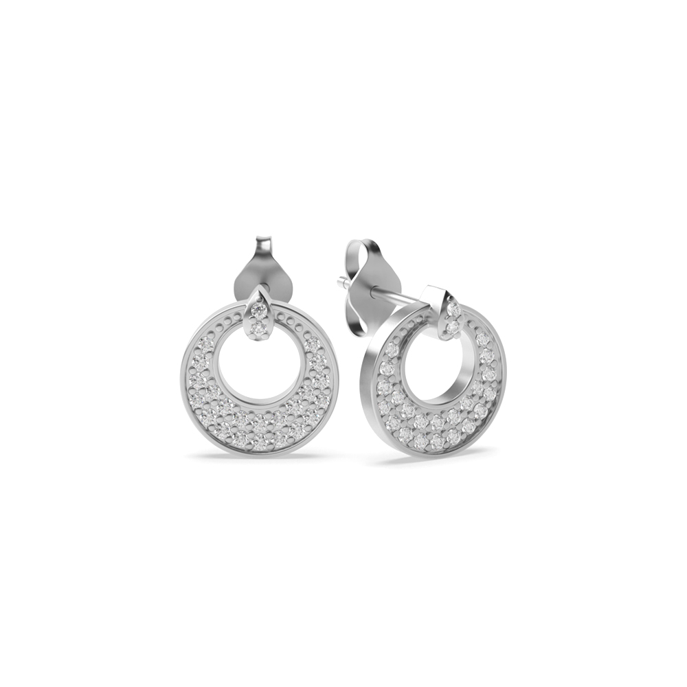 4 prong setting round shape diamond designer earring