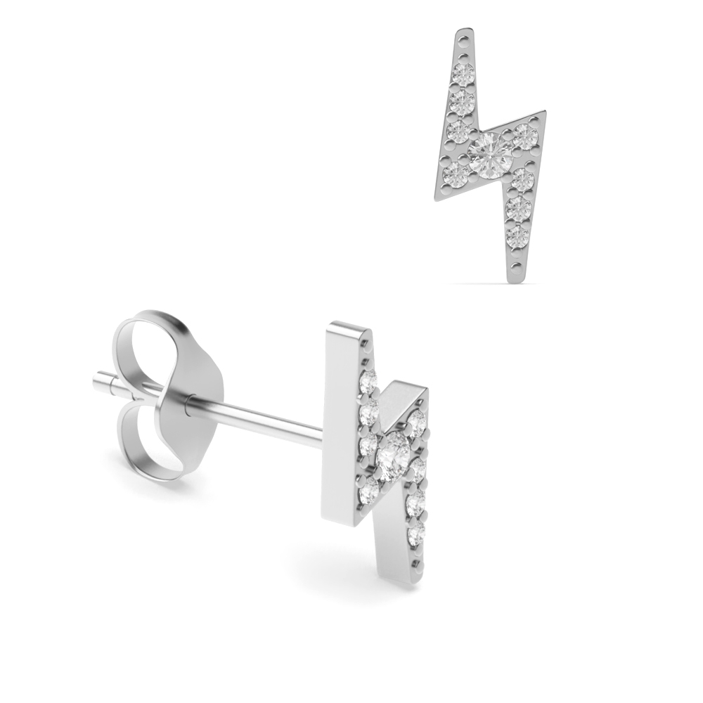 4 prong setting round shape diamond lightning style designer earring