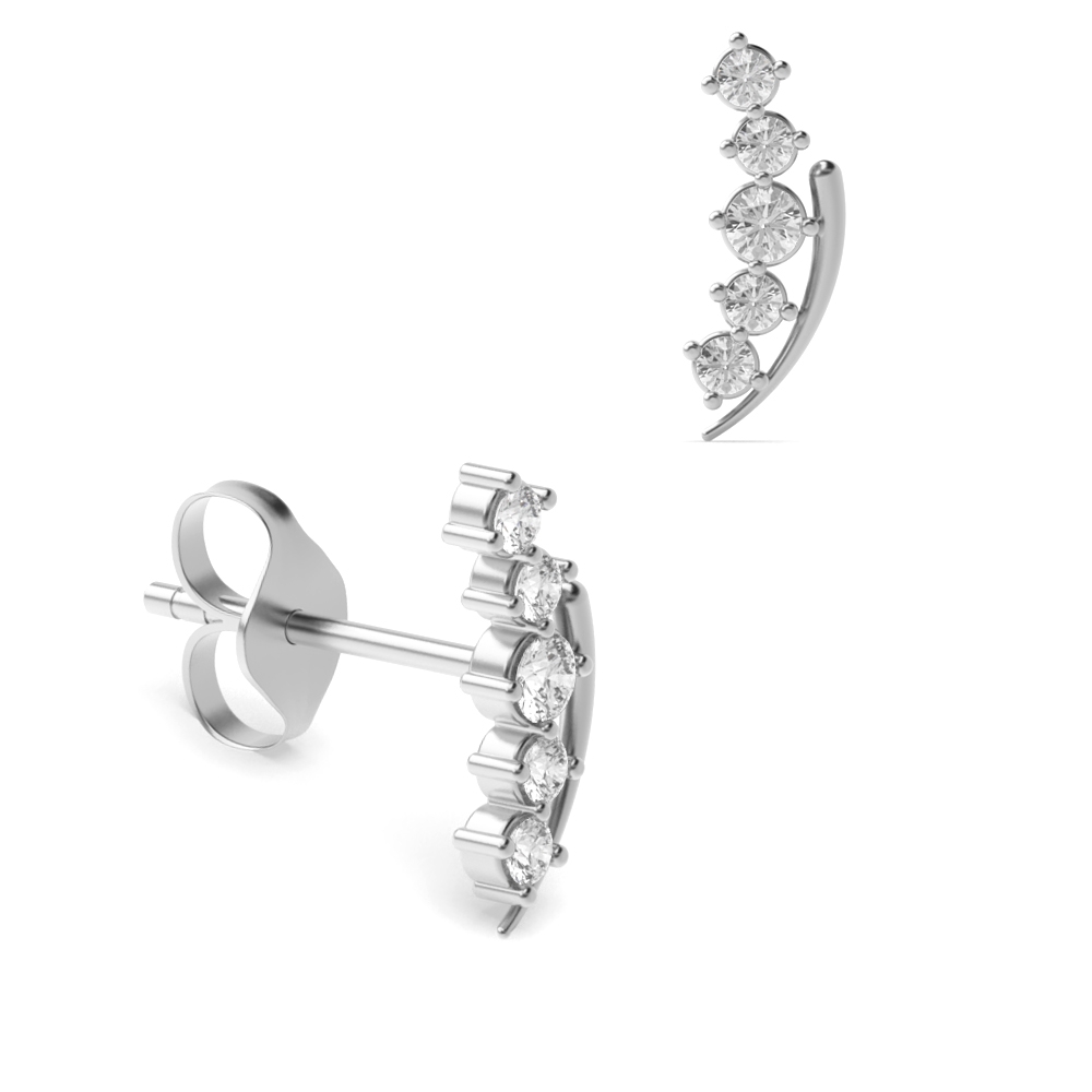 4 prong setting round shape statement style diamond designer earring