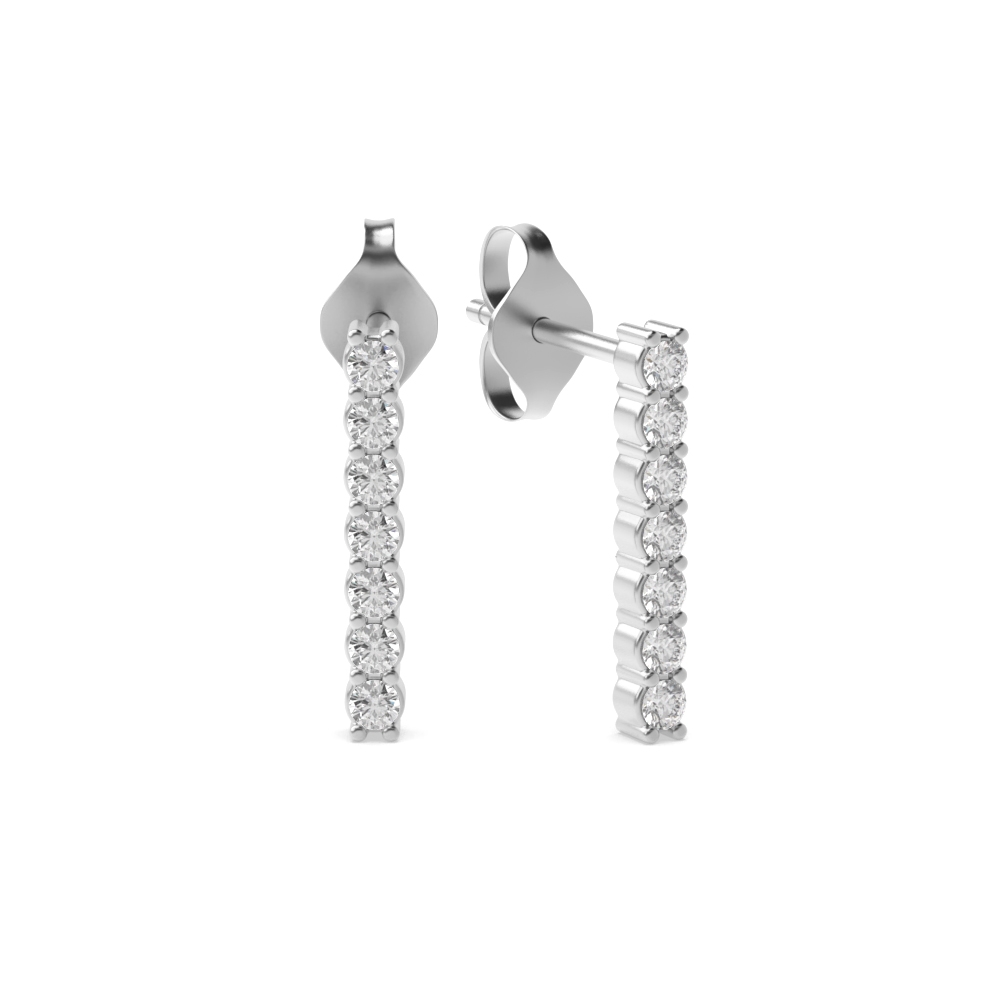 4 prong setting round shape diamond drop earring