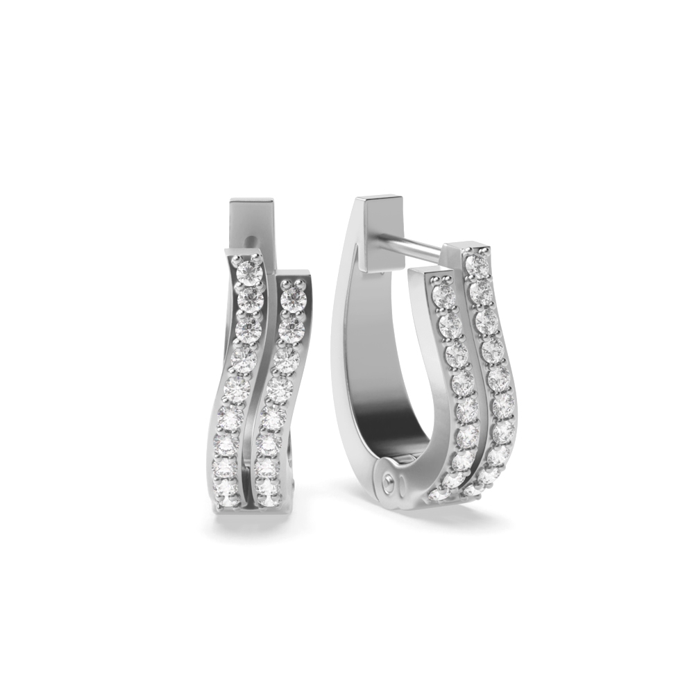 4 Prong setting round shape diamond hoop earring