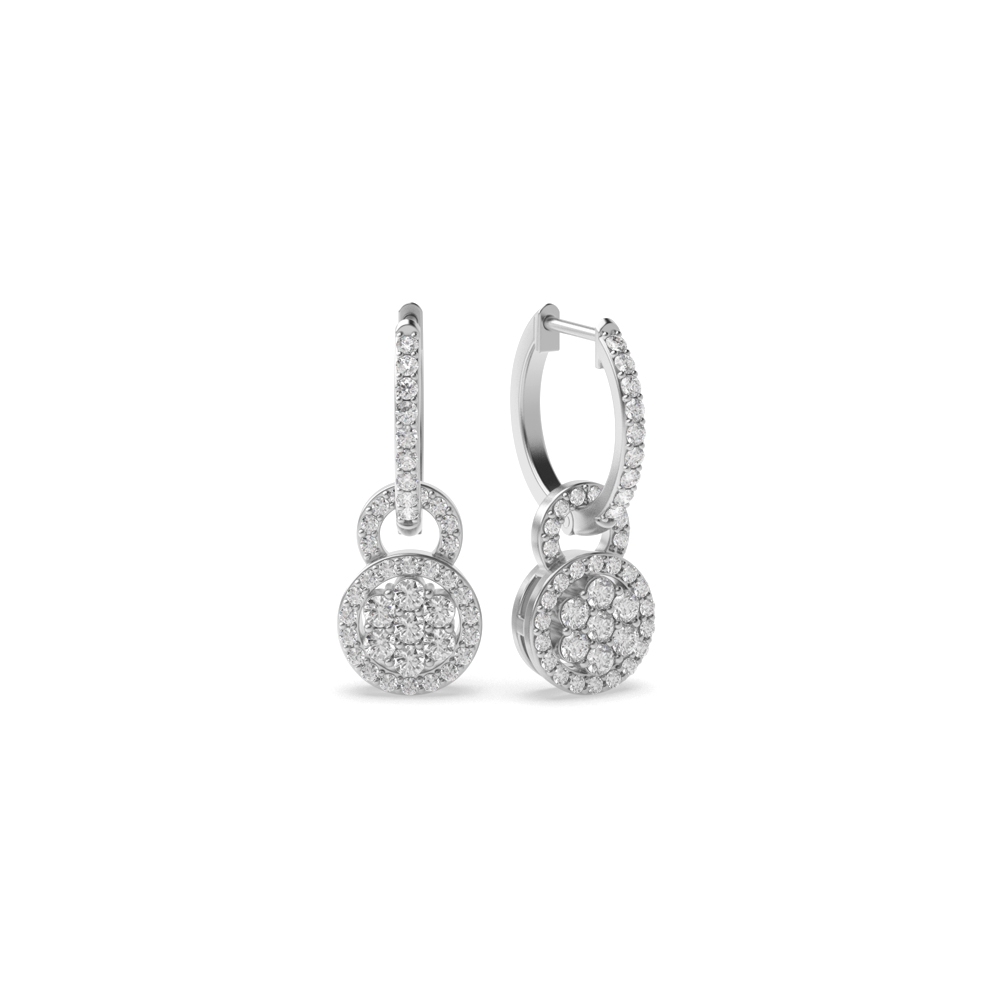 4 prong setting round shape diamond guitar style drop earring