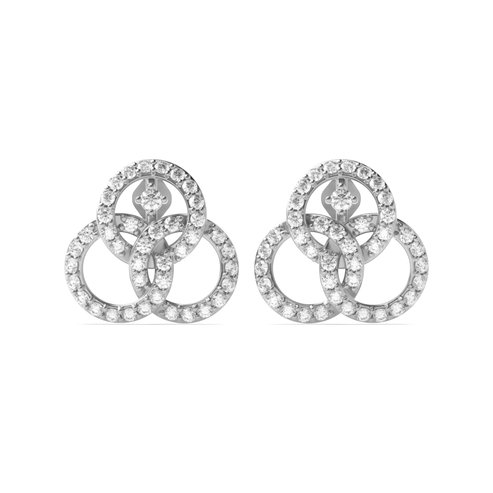 4 prong setting round shape diamond cluster earring