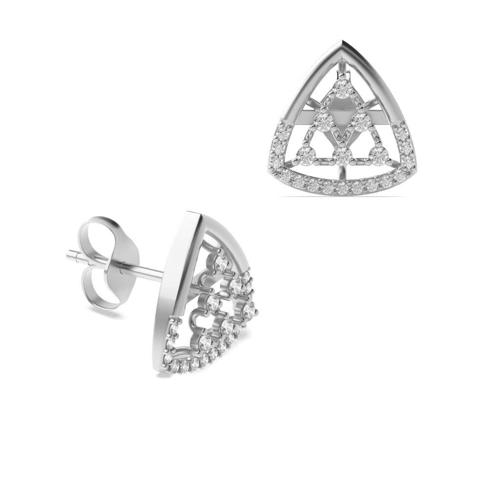 4 prong setting round shape triangle style designer earring