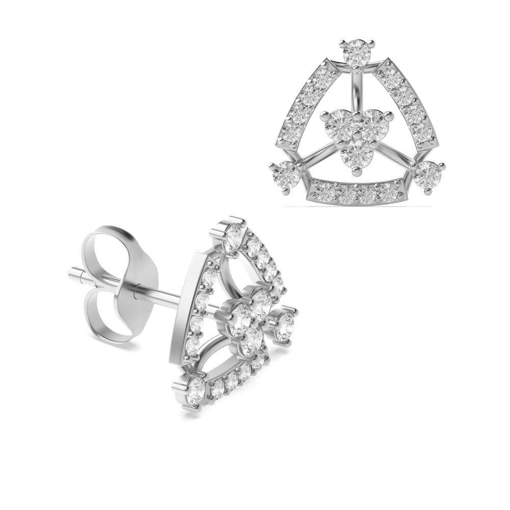 4 prong setting round shape designer earring