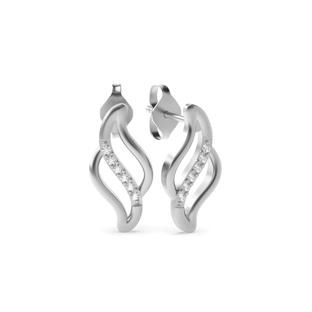 4 prong setting round shape diamond designer earring