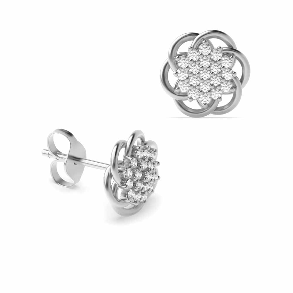 6 prong setting round shape flower style designer earring