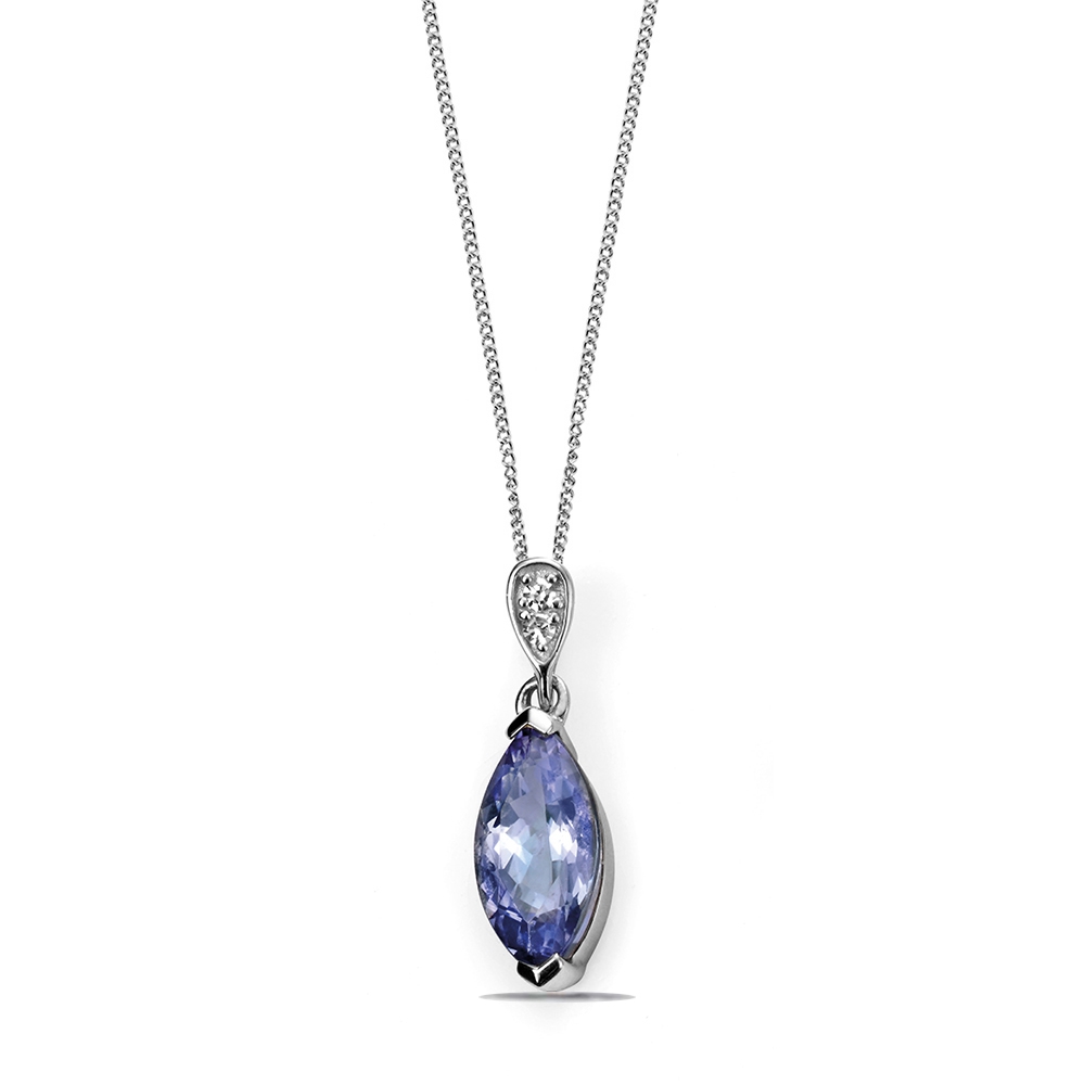 Marquise Shape Tanzanite and Diamond Pendant (21mm X 16mm)