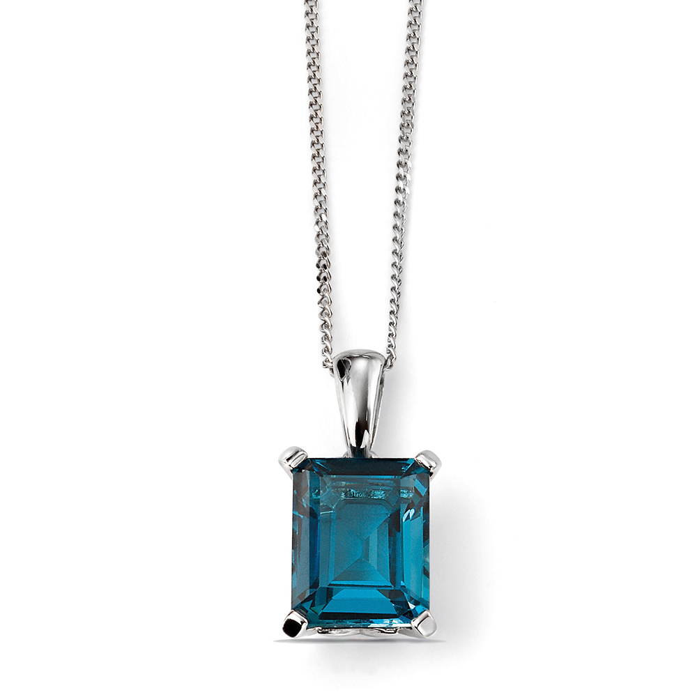 Exclusive 4 Claw Setting Blue Topaz Pendant (17mm X 5mm)
