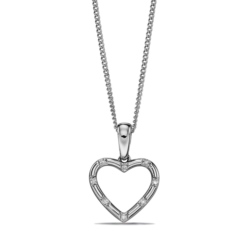 Flush Set Heart Shape Drop Diamond Necklace (16.5mm X 11mm)