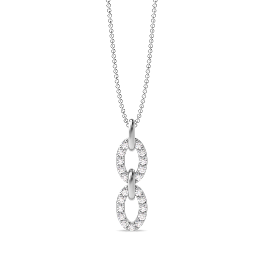Double Oval Diamond Pendant in Yellow, White and Rose Gold (16mm X 4mm)