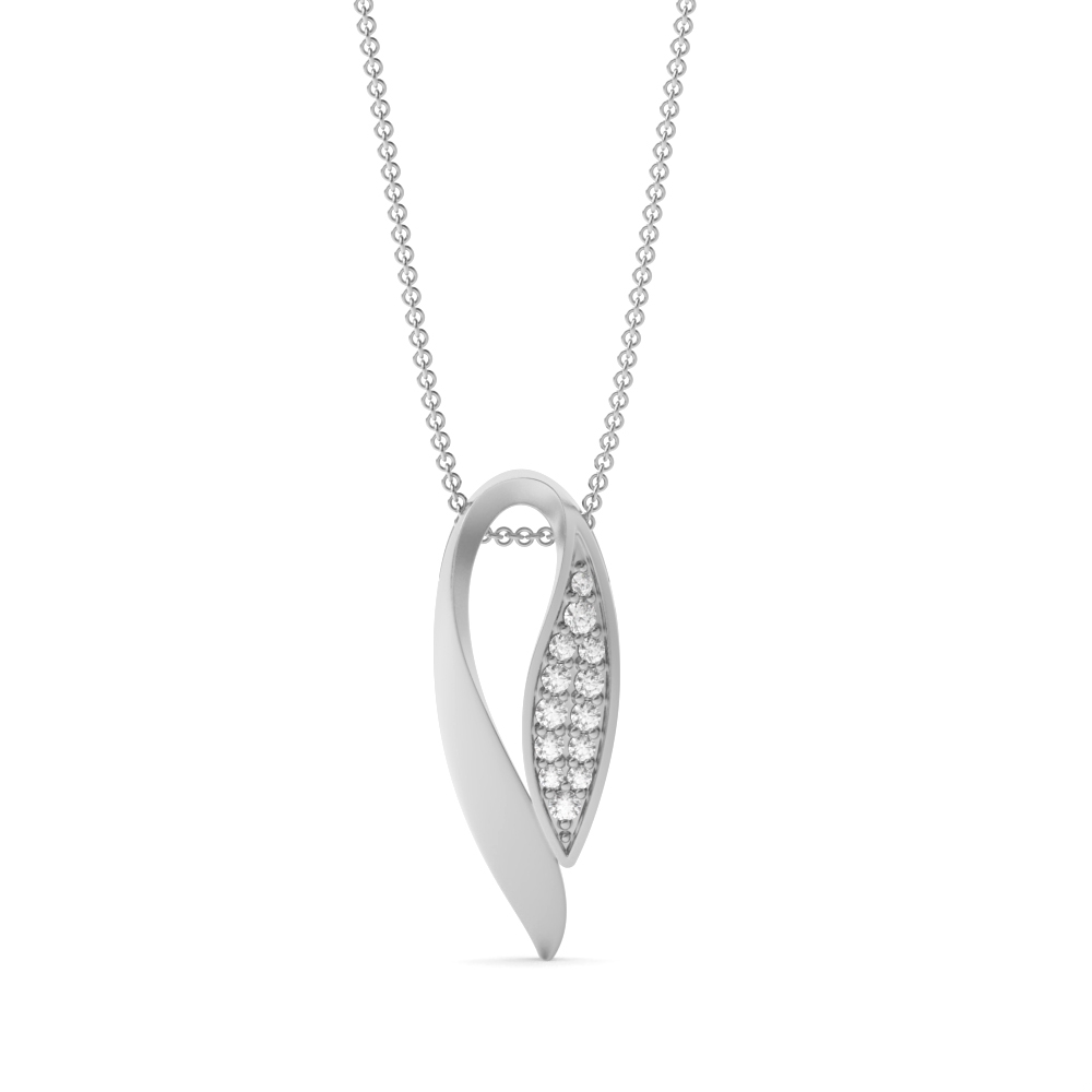 Marquise Pendant with Pave Detail Diamond Necklace (15mm X 5.5mm)