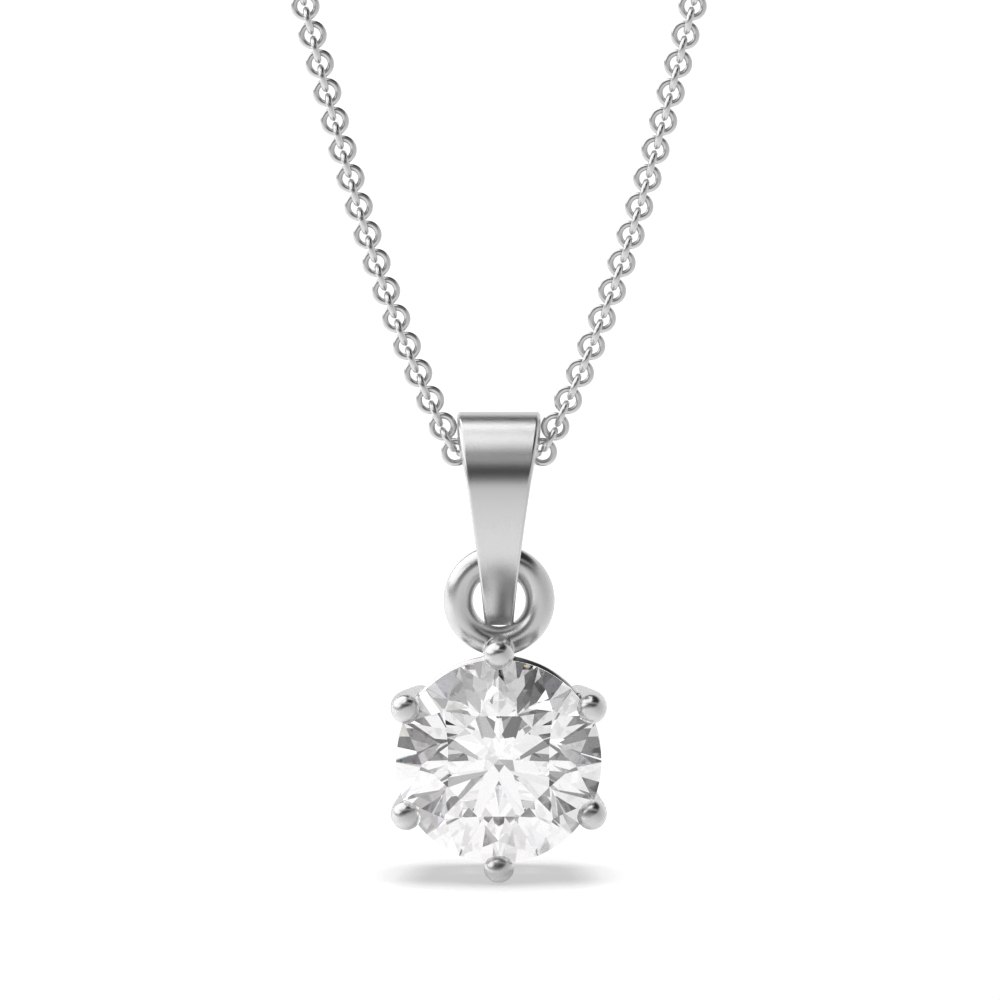 6 Prong Setting Round Solitaire Diamond Pendant