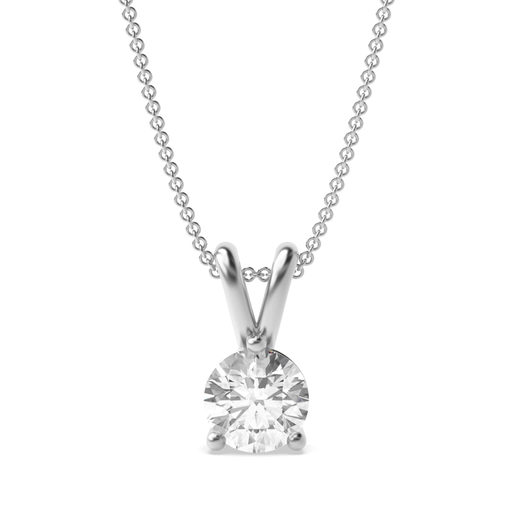 3 Prong Setting Round Solitaire Diamond Pendant