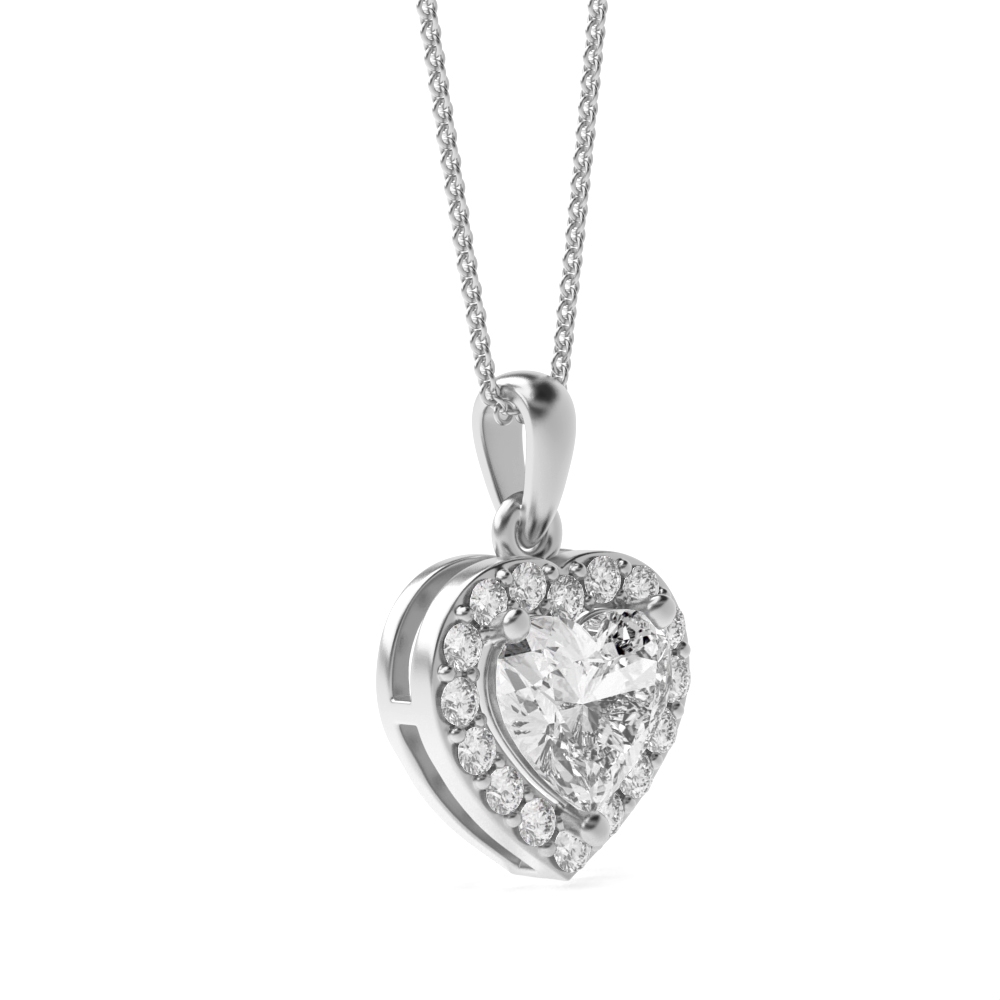 Prong Heart Elegant Halo Pendant Necklace