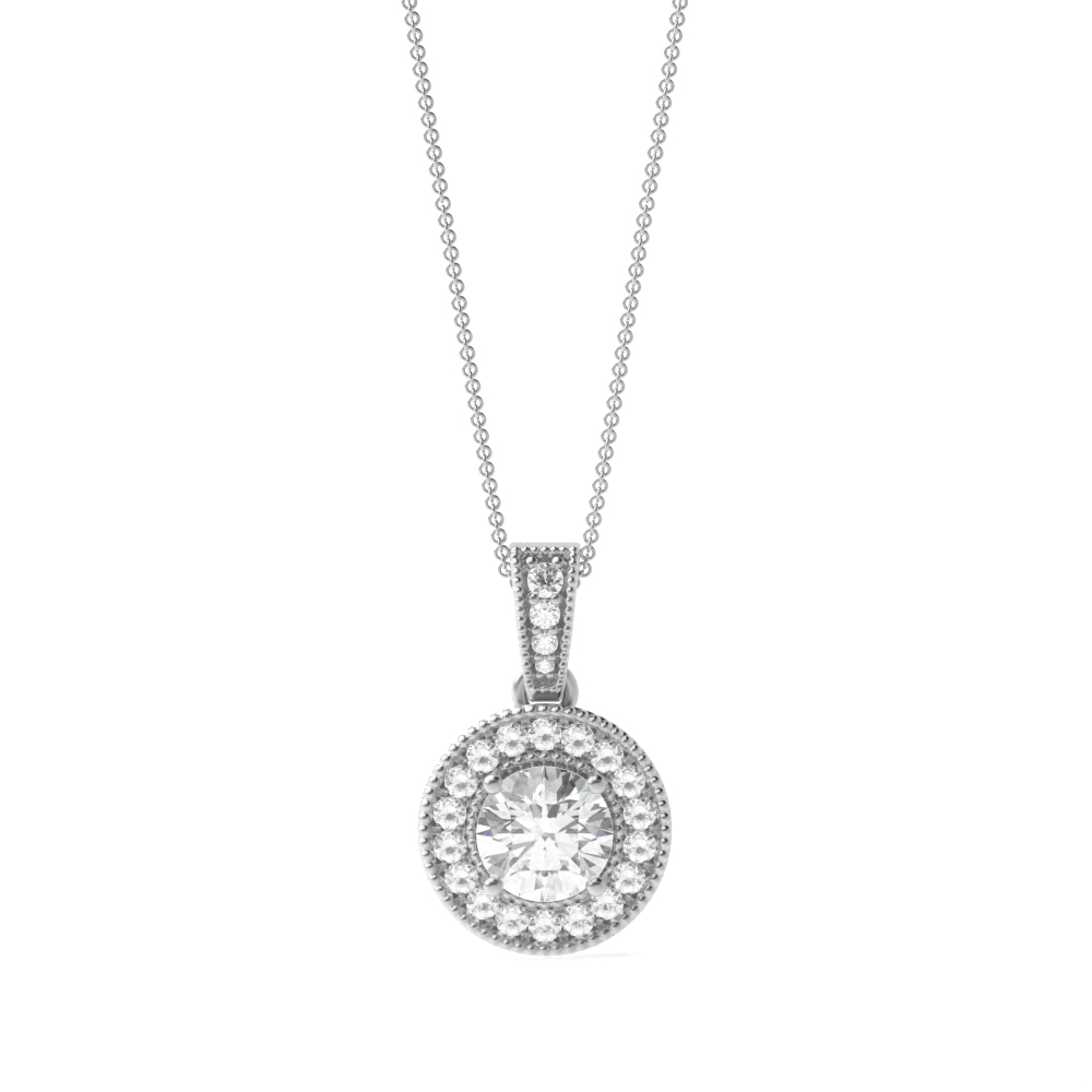 Vintage Style Dangling Round Shape Halo Diamond Necklace