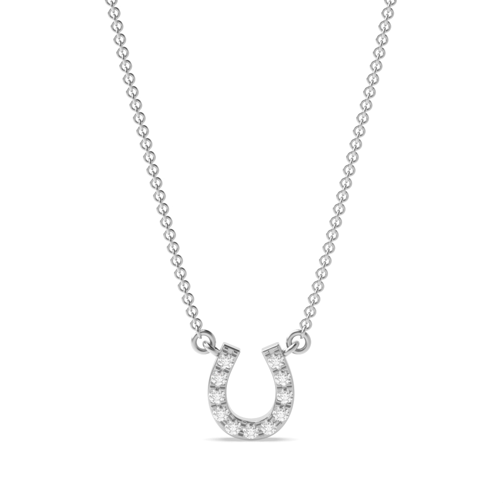 0.05Ct Horse Shoe Diamond Necklace Pendant for Women (7X7Mm)