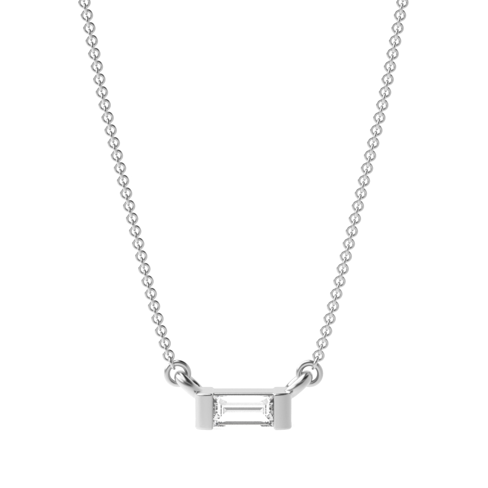 Baguette Diamond Solitaire Diamond Necklace Pendant