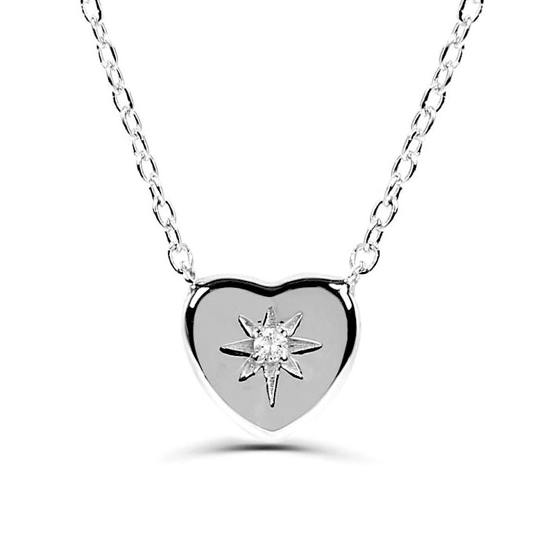 0.05Ct Heart Diamond Solitaire Pendant Necklace for Women (8X7Mm)