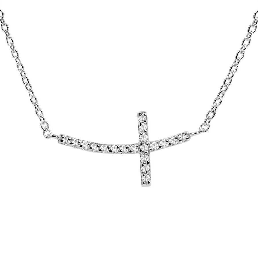 0.1Ct Cross Diamond Necklace Pendant for Women (6X12Mm)