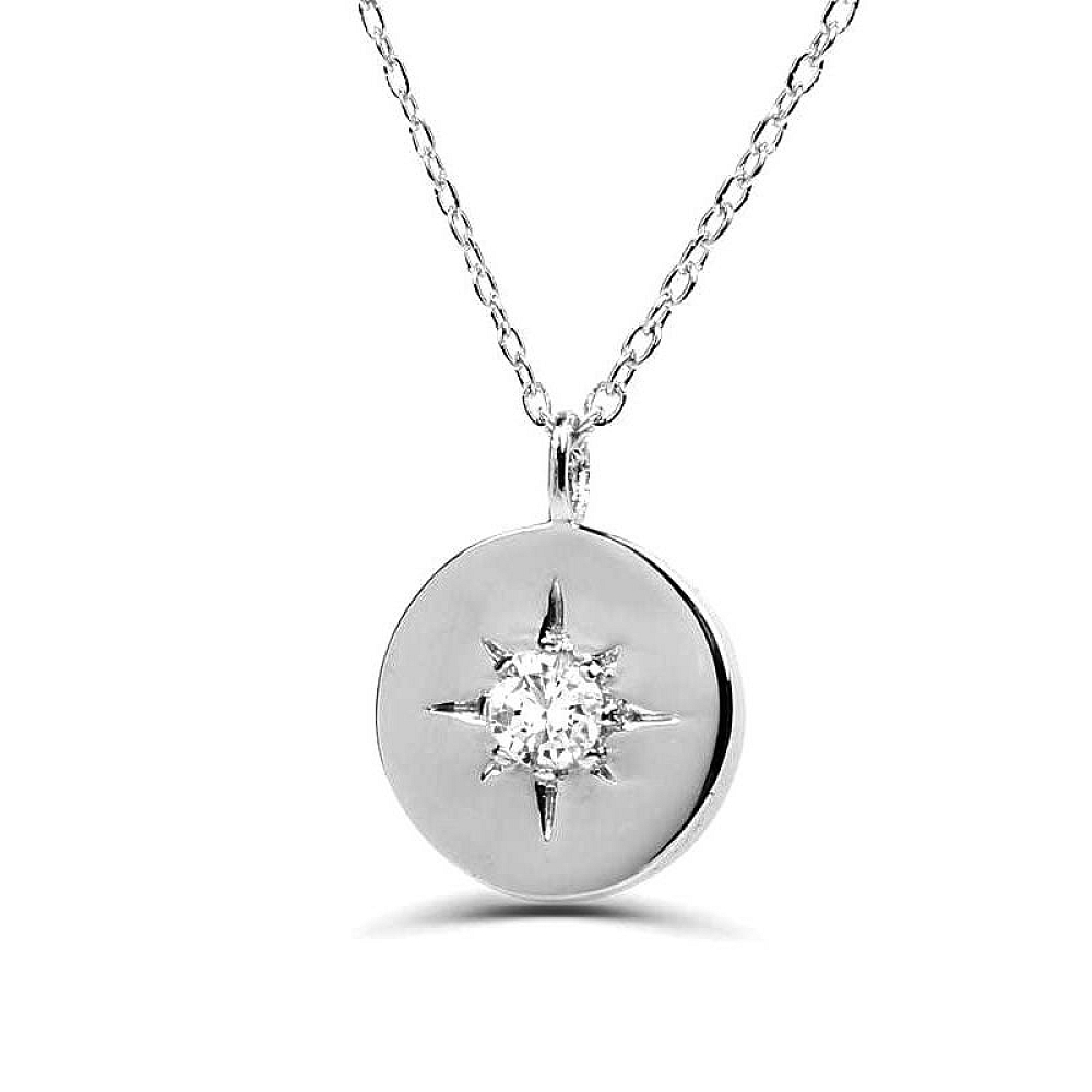 0.05Ct Circle Solitaire Diamond Necklace Pendant for Women (8X8MM)