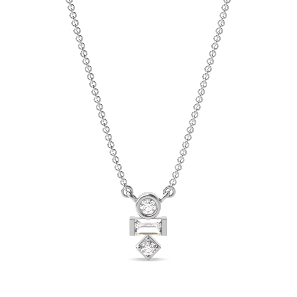 0.15Ct Stack Diamond Necklace Pendant for Women (6X2.75Mm)