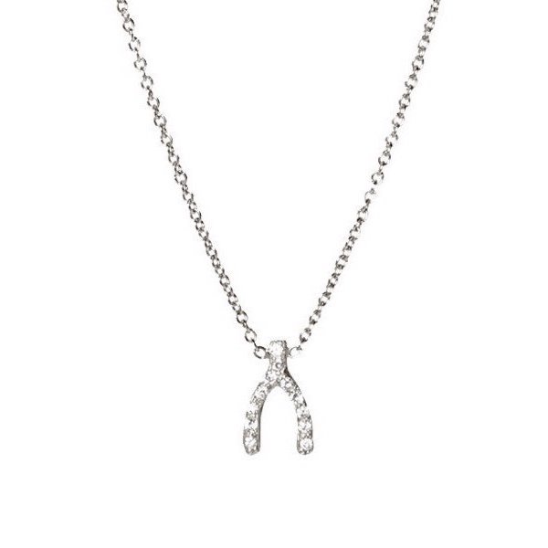 0.1Ct Wishbone Diamond Necklace Pendant for Women (6X6Mm)