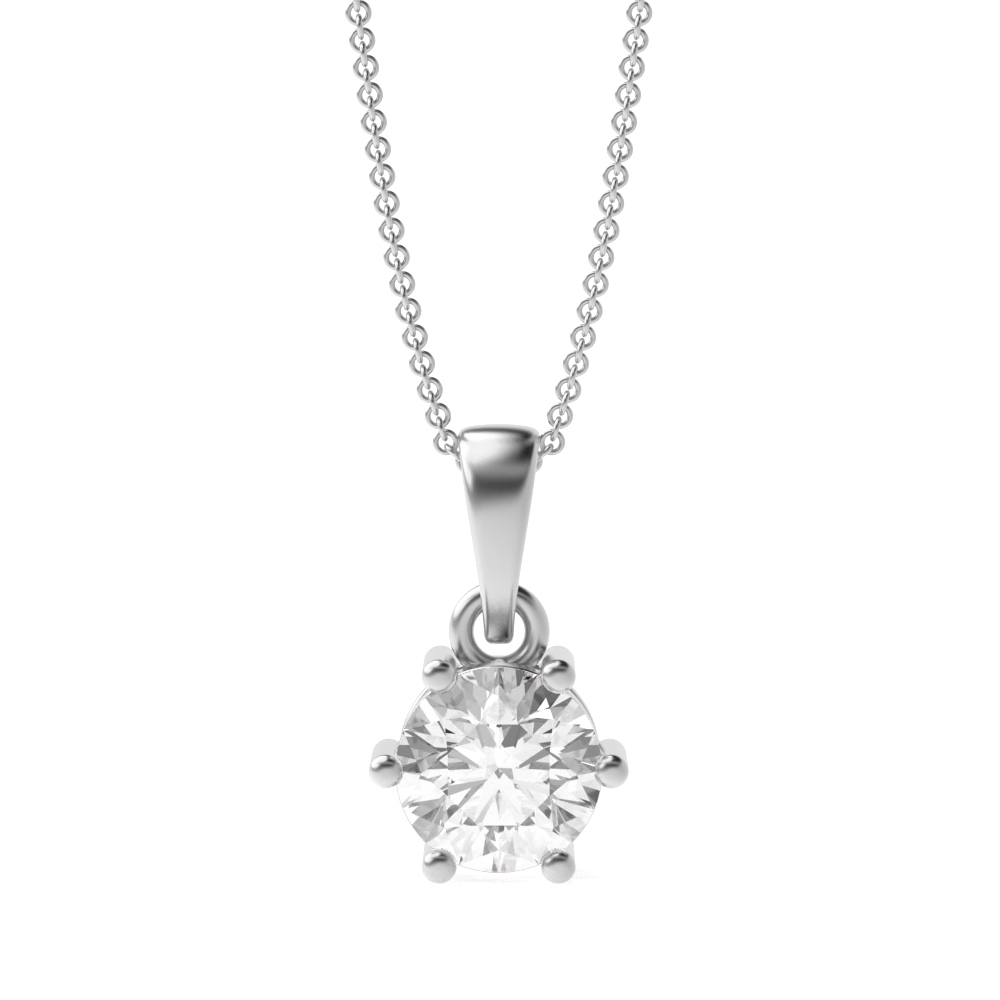 Crown Style Setting Dangling Round Shape Solitaire Diamond Necklace