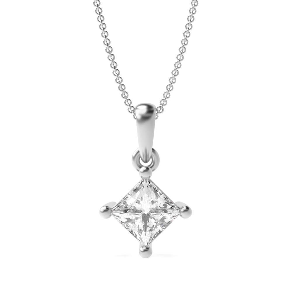N-W-E-S Dangling Princess Shape Solitaire Diamond Necklace